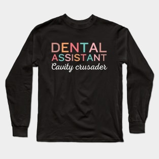 Cavity crusader Funny Retro Pediatric Dental Assistant Hygienist Office Long Sleeve T-Shirt